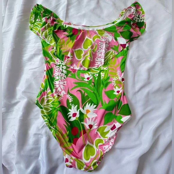 NWT Trina Turk Plus Size 14 La Palma Swimsuit Pink and Green One Piece - Picture 7 of 8